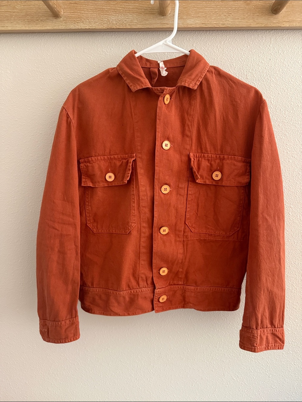 Vintage cropped rust chore coat